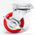 65mm Light Duty Red PVC Side Brake Casters